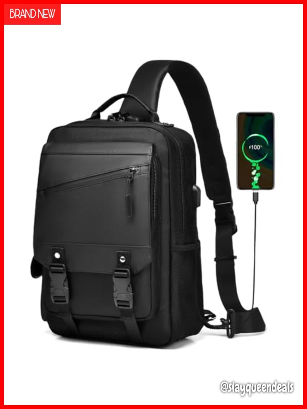 Anti-Theft Crossbody Sling Bag 13L Multi-Pocket Messenger Satchel